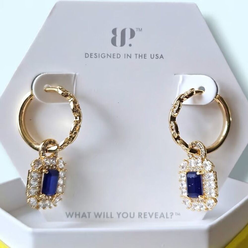 2 for 1!! Sapphire on Gold Earrings AND Necklace SET